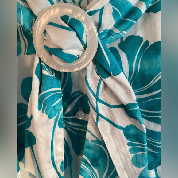 Floral Teal Jones New York Midi Dress - Picture 7 of 7